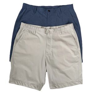 LOT OF 2 FootJoy Golf Shorts Mens 36 Beige & Blue 9” Inseam